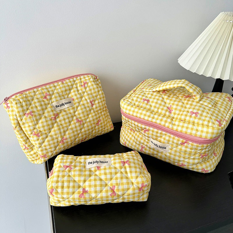 Plaid Bow Beauty Organizer Pouch