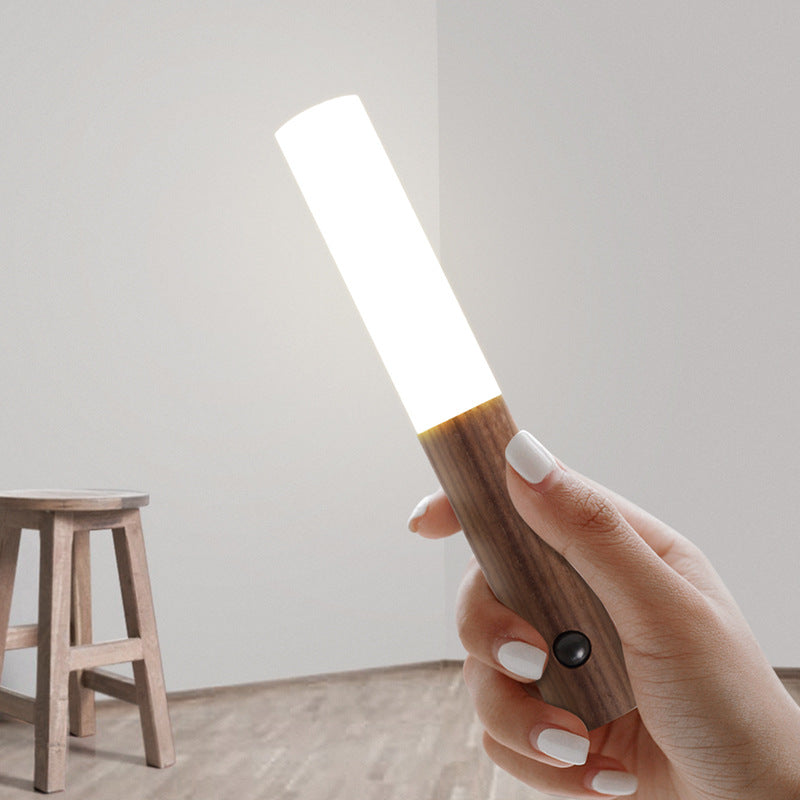 Wireless Motion Sensor LED Night Light – Magnetic USB Rechargeable Wood Lamp
