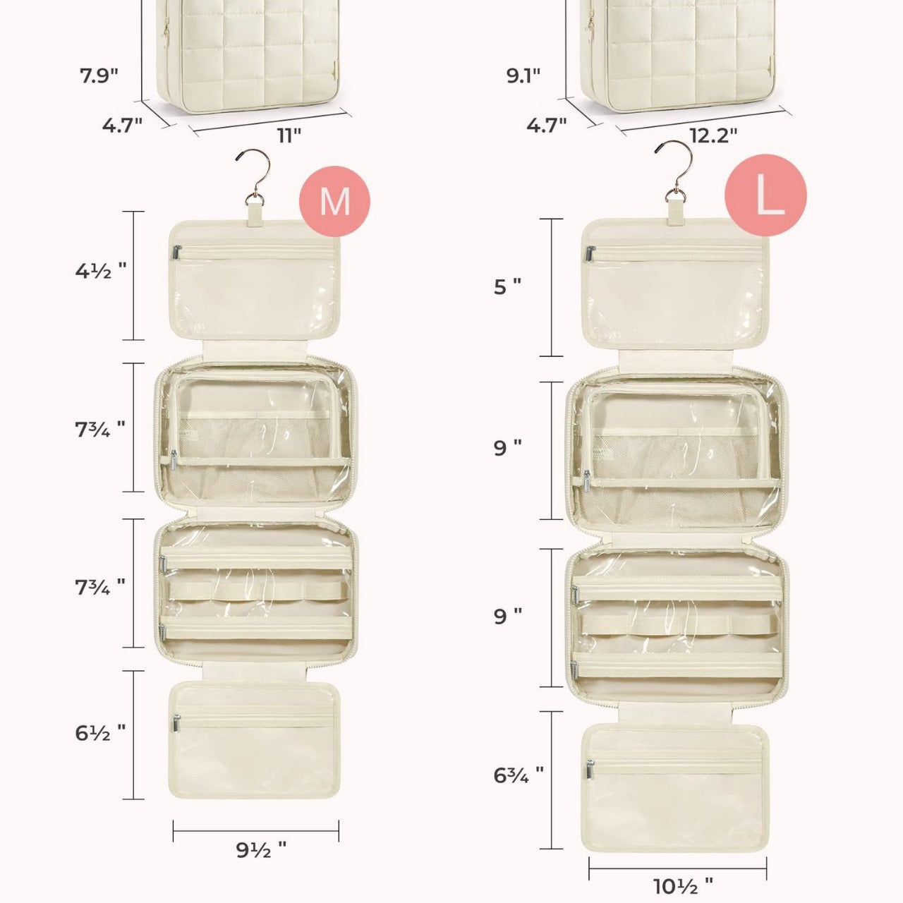 Quilted Hanging Cosmetic Bag