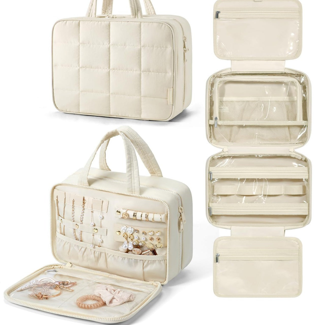 Quilted Hanging Cosmetic Bag