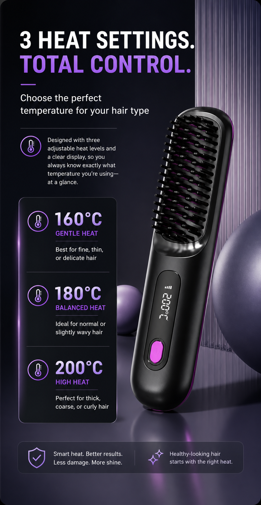 SmoothPro Cordless Hair Straightening Brush