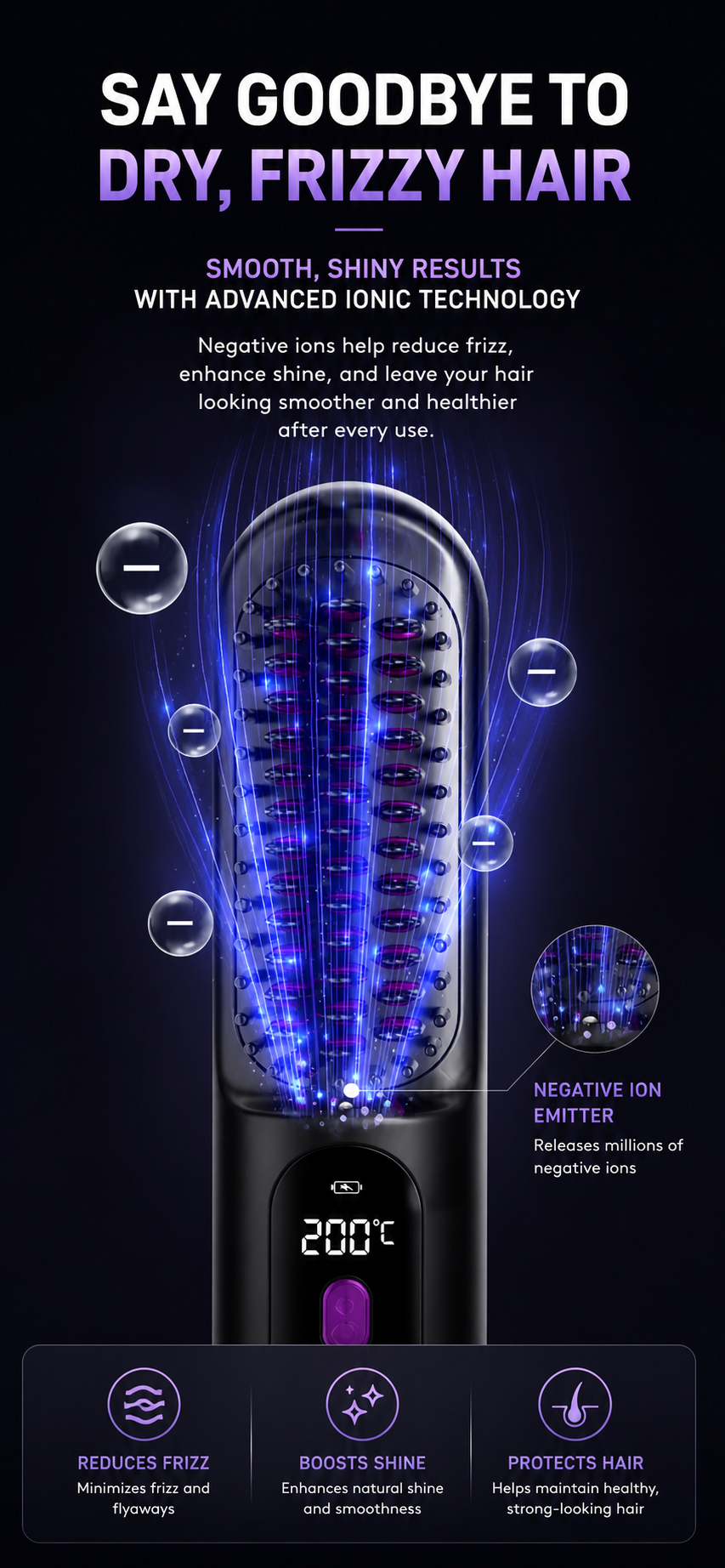 SmoothPro Cordless Hair Straightening Brush